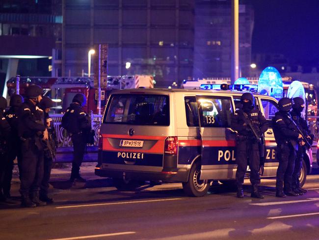 A huge manhunt is underway after gunmen opened fire at multiple locations across central Vienna. Picture: Getty Images