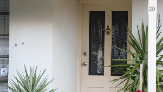 Bullet holes in the wall of this home in Mitcham, after a driveby shooting early on Thursday morning. Picture: Dean Martin