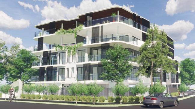 The new plans for 233 Welsby Pde, Bongaree reduce the height of the building to 4 storeys but increase the site density. Photo. WG Architects.