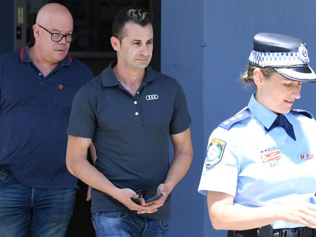 Caddick’s husband Anthony Koletti (centre) and her brother Adam Grimley after her disappearance. Picture: NCA NewsWire/Joel Carrett