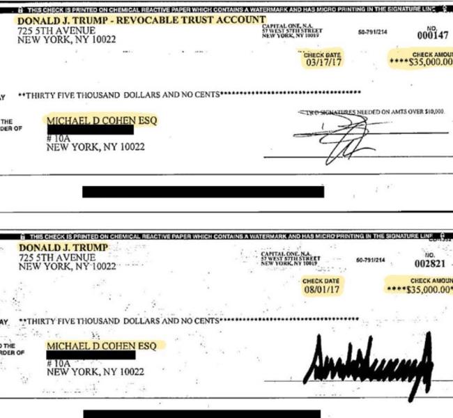 The two cheques Cohen provided. 