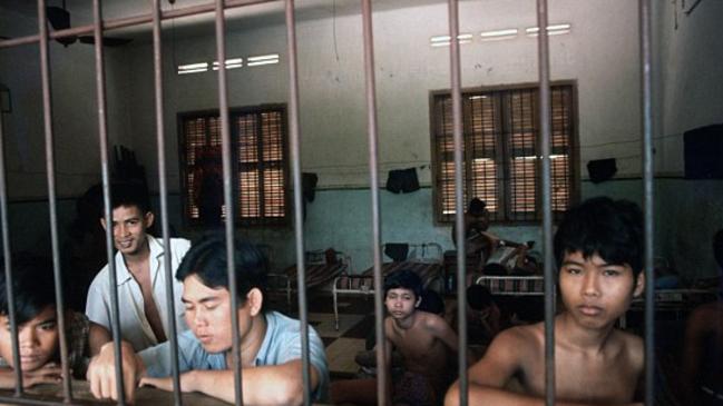 Young soldiers in the military hospital near Prey Sar prison where the 14-year-old alleged drug dealer walks from today. Picture: Lightrocket/Getty.