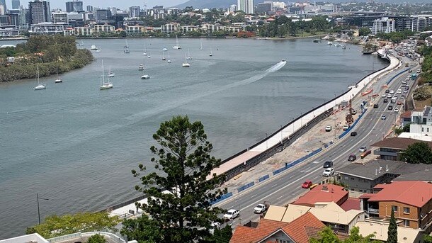 Kingsford Smith Drive as seen from a Hamilton balcony.