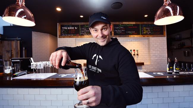 Dereck Hales pours a Bigsi’s Baltic Porter ahead of the Great Australian Beer SpecTAPular. Picture: Nicki Connolly