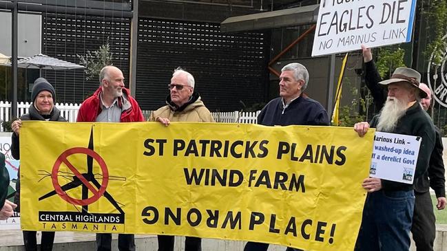 Members of the No Turbine Action Group protesting against the St Patricks Plains Wind Farm. Picture: Supplied.