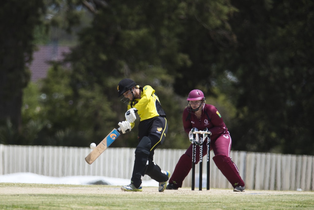 Ella Mills bats for Western Australia against Queensland in Australian Country Cricket Championships women's division round four at Heritage Oval, Tuesday, January 7, 2020. Picture: Kevin Farmer