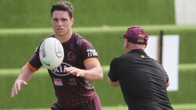 Croft working out with former Broncos great Allan Langer.