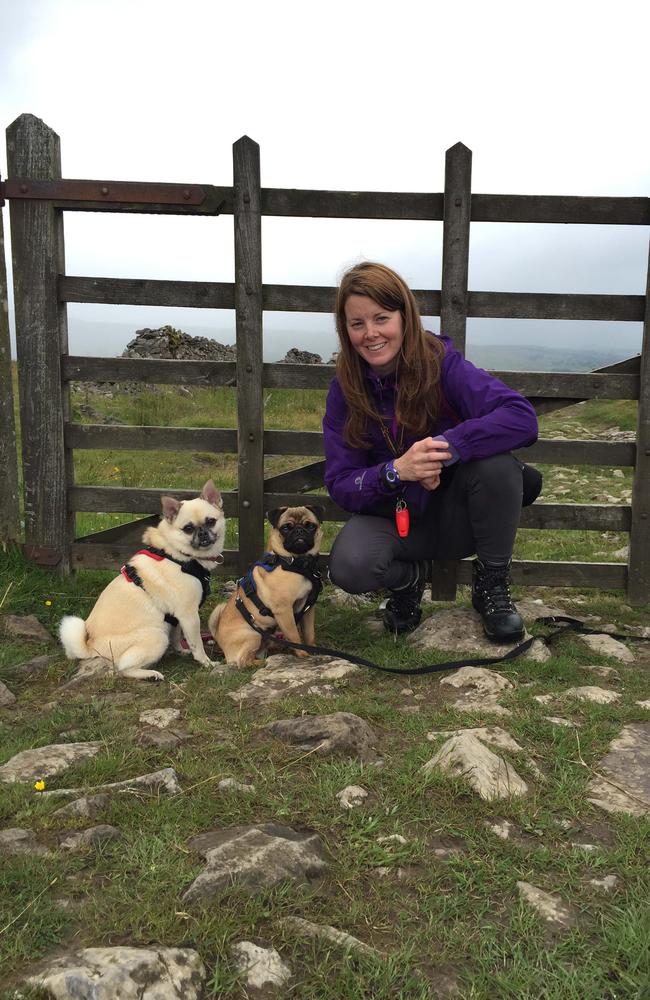 Natalie Ferguson, with dogs Ruby and Marvin.