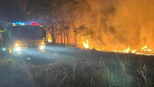 The Image Flat blaze captured by the Image Flat Cooloolabin Rural Fire Brigade on Tuesday night.