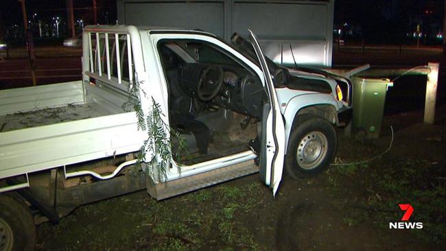 The ute allegedly involved in the pursuit. Picture: 7 News