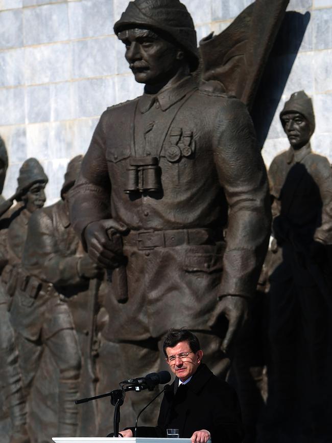 Fiery speech ... Turkish Prime Minister Ahmet Davutoglu. Picture: AFP PHOTO/OZAN KOSE