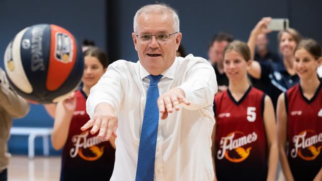 Scott Morrison in Torquay, Victoria, on Wednesday. Picture: Jason Edwards