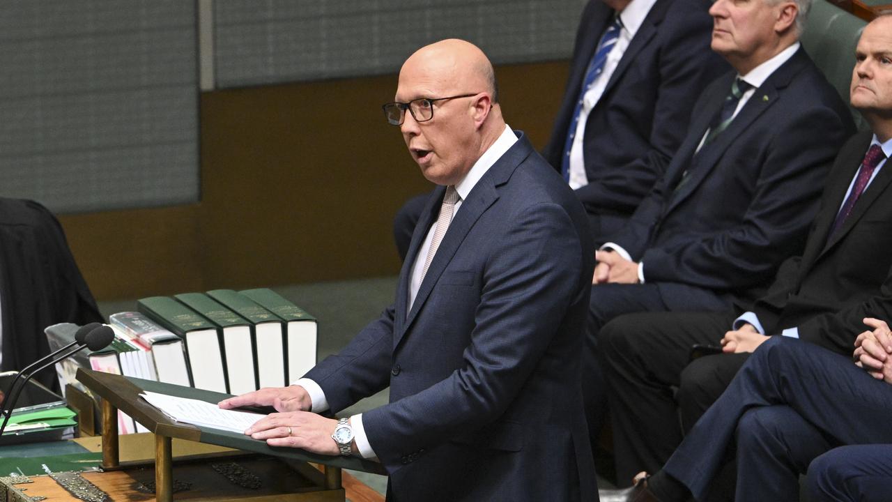 Peter Dutton’s budget reply speech set up a contest over immigration. Picture: NCA NewsWire / Martin Ollman