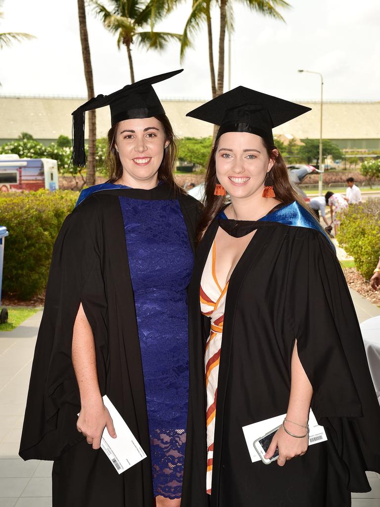 Danika Burns and Kate Callaghan. JCU graduation ceremony for College of Public Health, Medical and Veterinary Sciences and College of Medicine and Dentistry. Picture: Shae Beplate.