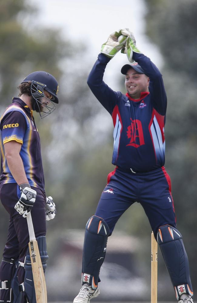 Dandenong wicketkeeper Jacques Augustin.