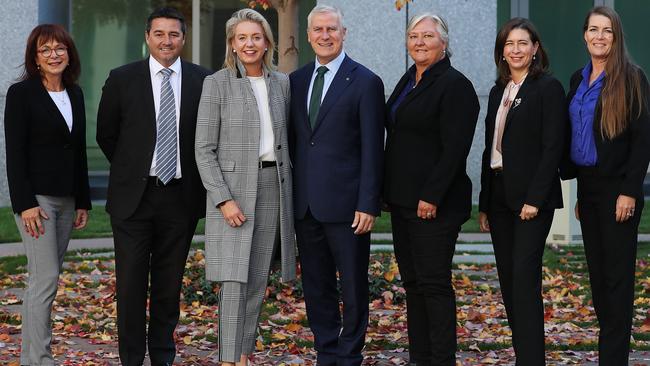 Deputy Prime Minister Michael McCormack, Deputy Nationals Leader Bridget McCormack with the new Nationals MPs in Canberra. Picture: Adam Taylor