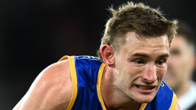 MELBOURNE, AUSTRALIA - JUNE 23: Harris Andrews of the Lions handballs during the round 14 AFL match between St Kilda Saints and Brisbane Lions at Marvel Stadium, on June 23, 2023, in Melbourne, Australia. (Photo by Quinn Rooney/Getty Images)