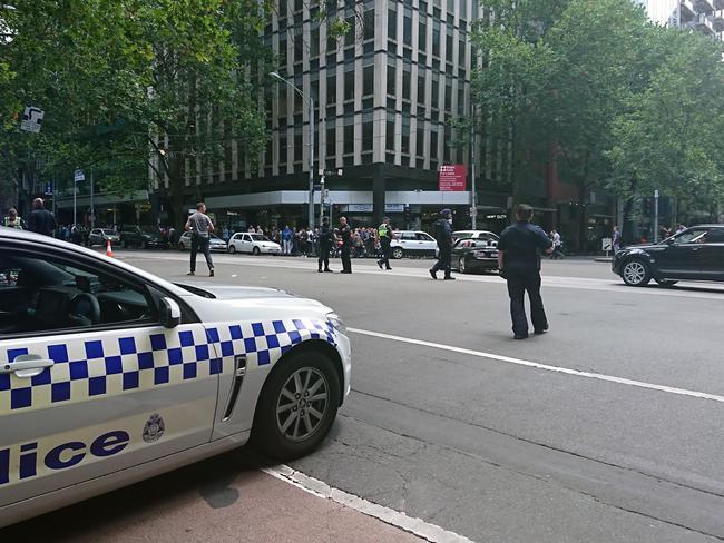 Police block city streets. Picture: AAP