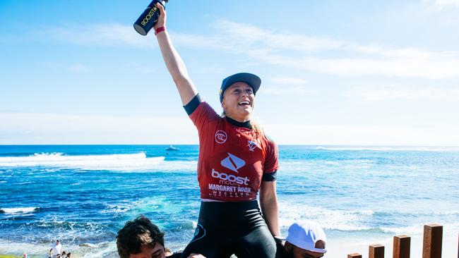 Tatiana Weston-Webb after winning the Boost Mobile Margaret River Pro.