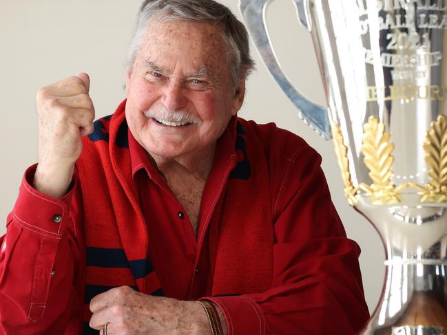 Tough as nails: Barassi back in the gym after Covid fight