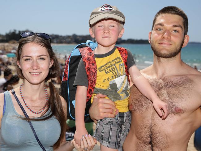 Maria and Andrew Mironenko, with Alex, 4, at the Manly Jazz festival in 2016. Picture: Martin Lange