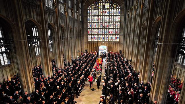 Inside St George's Chapel at Windsor Castle during the committal service. Picture: Getty