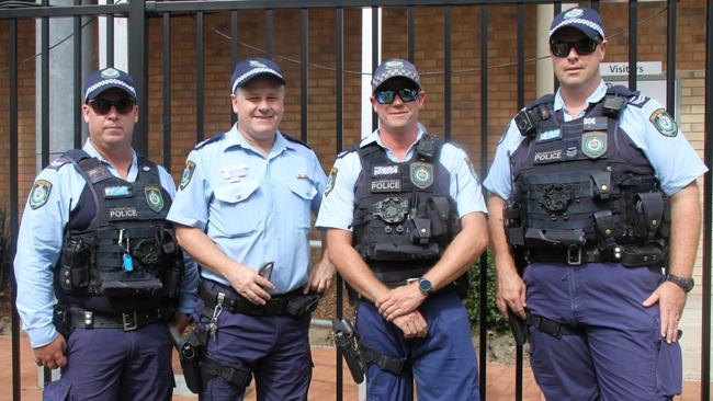 Some of the Richmond Police District officers on patrol at Oakes Oval. Photo: Alison Paterson