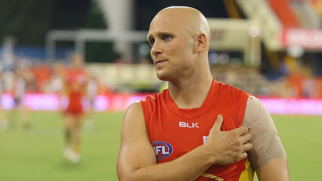 Gary Ablett is struggling to tackle, and therefore can’t lead as he normally would. Picture: Getty Images