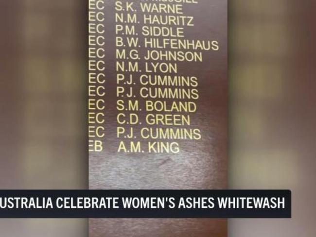 Aus Women etch names on honors board