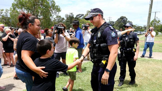 The township of Tara have came together to pay respects to local police officers killed at Wieambilla, south of Chinchilla, thanking officers for their ongoing service after such tragedy. Picture: NCA Newswire/ David Clark