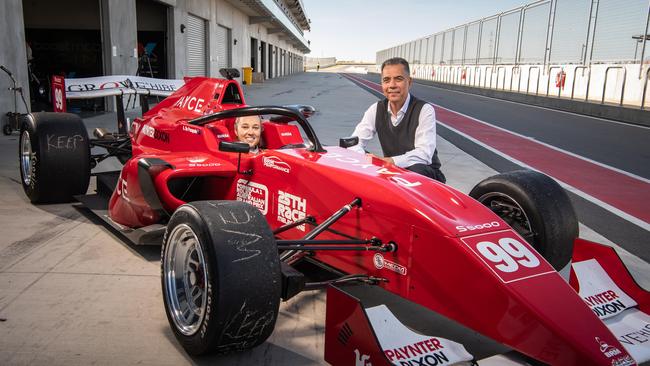 Driver Alexandra Whitley in a S5000 with Sam Shahin at The Bend motorsport park. Picture: Brad Fleet