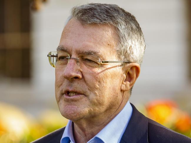 MELBOURNE, AUSTRALIA. NewsWire Photos. SEPTEMBER 7, 2024. Attorney-General Mark Dreyfus KC MP speaks at a media conference in Treasury Gardens, Melbourne, addressing key issues related to Domestic Violence that were addressed at National Cabinet yesterday . Picture: NewsWire/Tamati Smith.