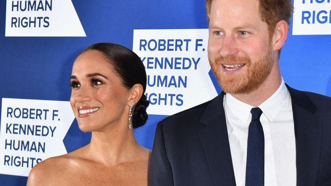 Prince Harry, Duke of Sussex, and Meghan, Duchess of Sussex, arrive at the 2022 Robert F. Kennedy Human Rights Ripple of Hope Award Gala at the Hilton Midtown in New York City on December 6, 2022. (Photo by ANGELA WEISS / AFP)