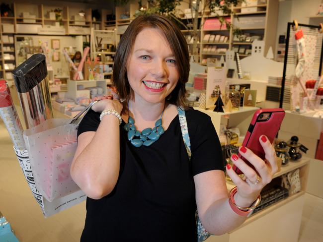 Shopper Kate Hayes at Kikki.K at Chadstone Shopping Centre. She has successfully combined online and real store shopping.  Picture: Andrew Henshaw