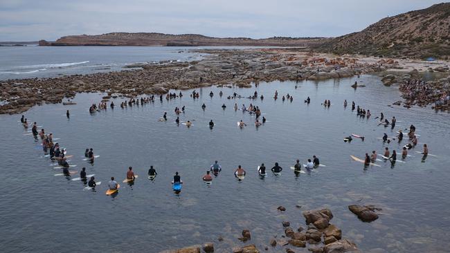 It comes after surfers held a ‘Paddle-Out’ memorial on Saturday to honour the 28-year-old. Picture: Mark Thomas