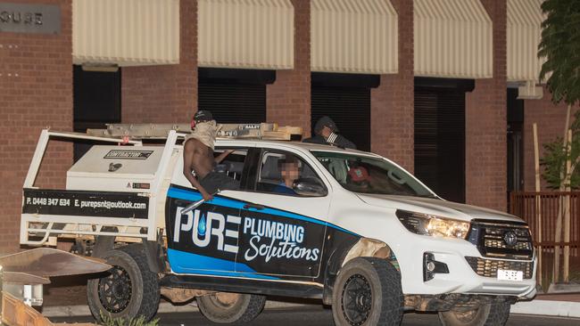 Youths in Alice Springs drive a stolen Toyota Hilux through town at 4am. Picture: Liam Mendes / The Australian