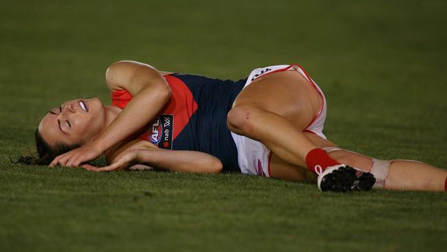 Meg Downie was knocked out in the last term. Picture: Wayne Ludbey