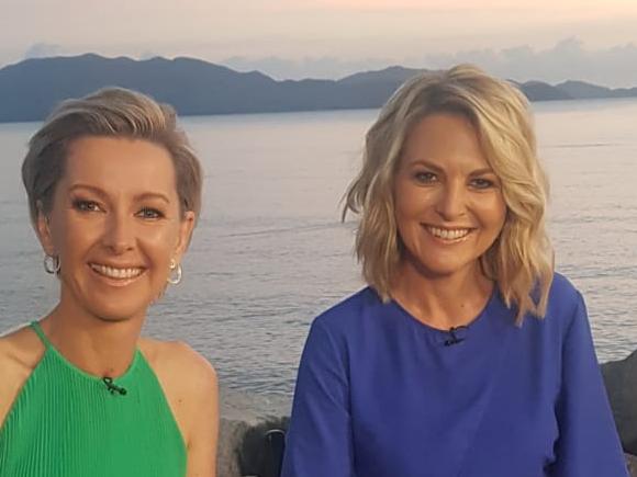 Deborah Knight and Georgie Gardner filming the Today Show on The Strand.