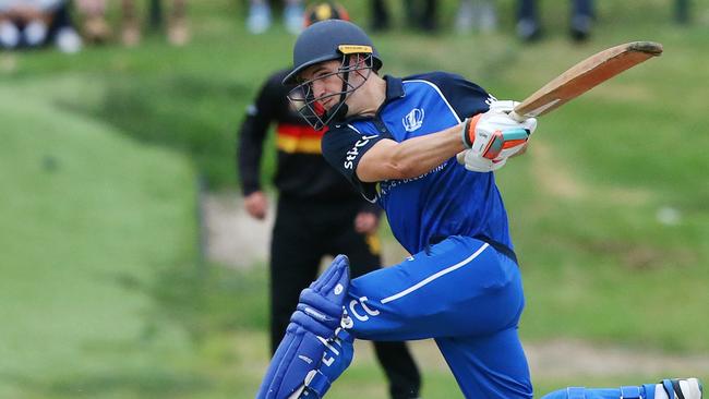 St Peter’s batter Matt Sorgiovanni hits out in last season’s T20 grand final. Picture: Alan Barber