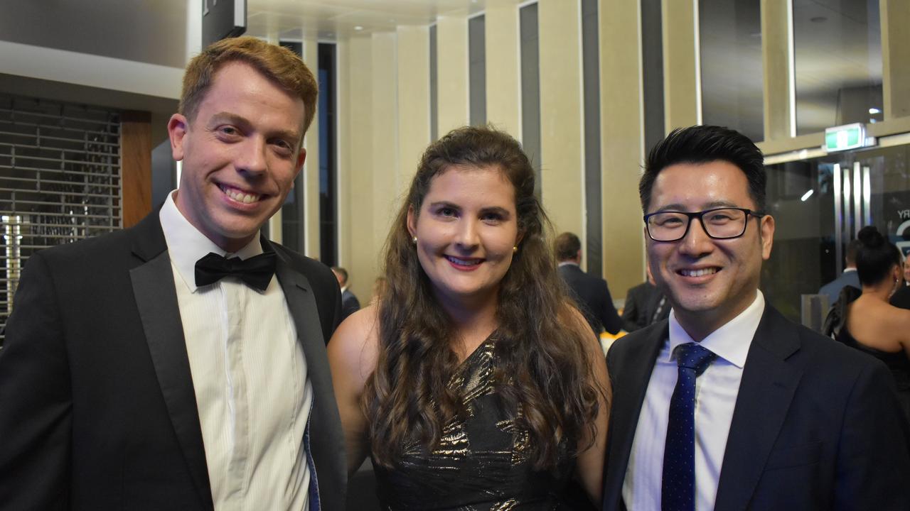 Poly Mathian representative Jonathon White, Anglo American representative Leigh Corbett and Poly Mathian representative Louis Okada at the 2020 Queensland Mining Awards at the MECC, Mackay, on Wednesday September 23. Picture: Zizi Averill