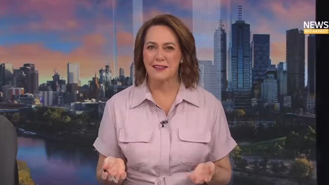 ABC News Breakfast co-presenter Lisa Millar took over smoothly, praising Byrne for his openness about his panic attacks. Picture: ABC News Breakfast