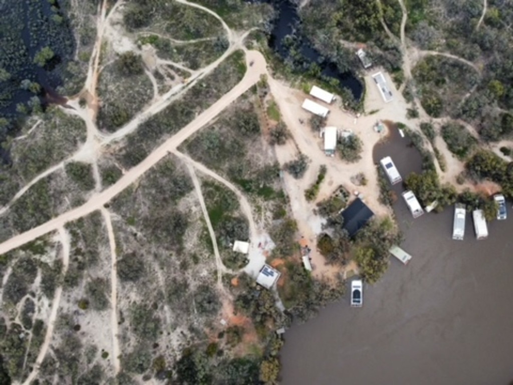 Drone shots of a flooded River Murray near Morgan, SA, on November 15. Pictures: Cody Campbell