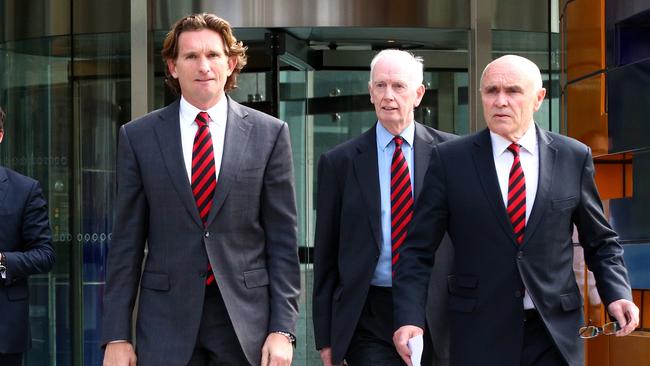 James Hird and Paul Little at in the Federal Court in Melbourne in September, 2014. Picture: Mark Dadswell