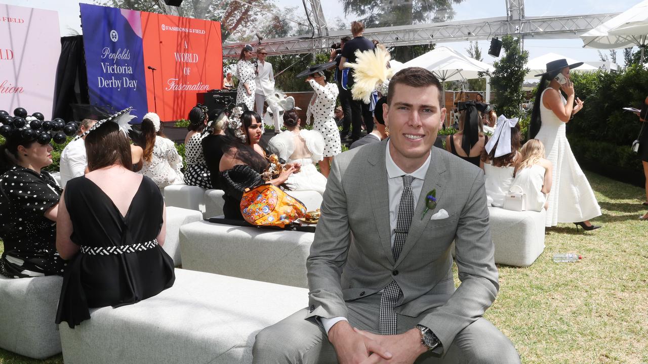 Collingwood Magpies star Mason Cox at the Penfolds Victoria Derby Day at Flemington Racecourse. Picture: NewsWire/ David Crosling