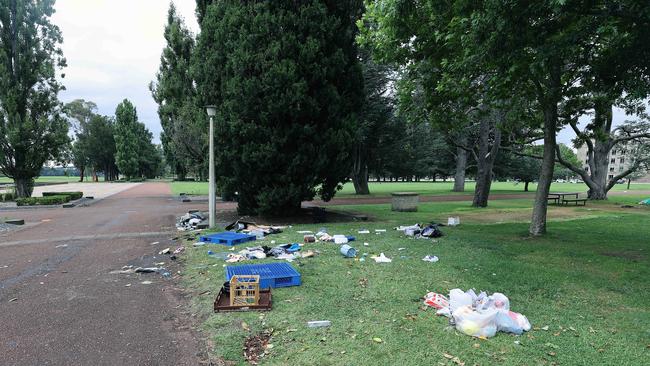 The group failed to show up for their own planned protest but they did leave piles of rubbish in their wake. Picture: NCA NewsWire / Gary Ramage