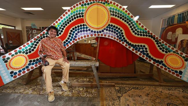 Cairns artist Munganbana Norman Miller wants Cairns' next big thing to be the big boomerang, and has reached out to council to feature his big boomerang in a prominent public space. Picture: Brendan Radke