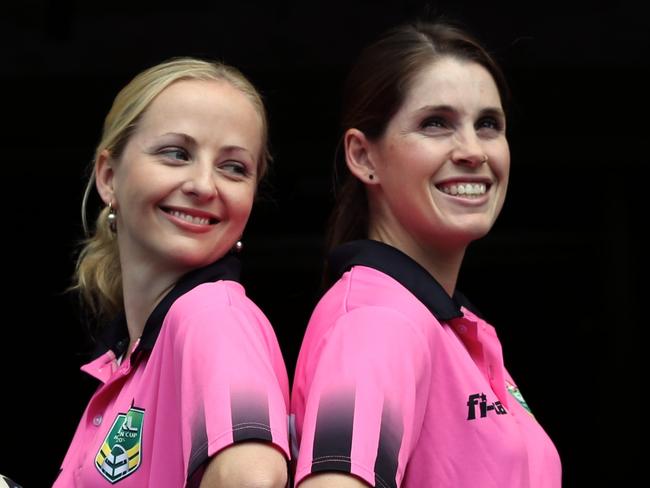 The first females to be included in the Referee Elite Performance Unit Squad for referees (L-R) Belinda Sleeman and Kasey Badger, will create NRL history.