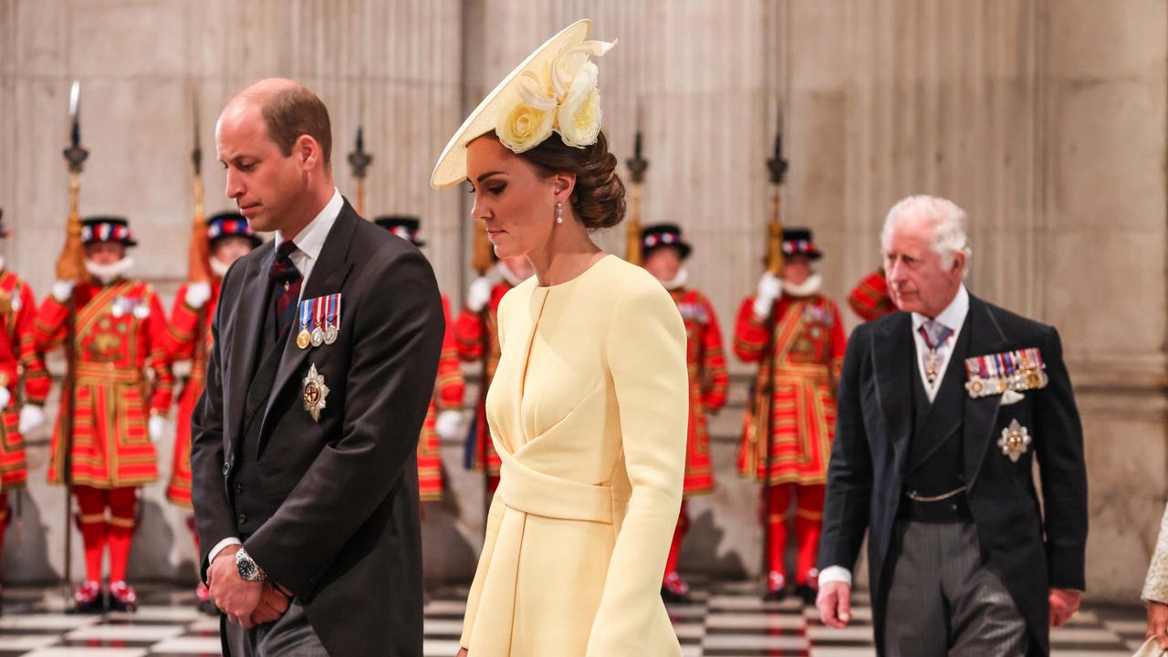 Prince William, his wife Catherine, Duchess of Cambridge and father Prince Charles, Prince of Wales arrive at St Paul's cathedral. Picture: Richard Pohle/Getty Images