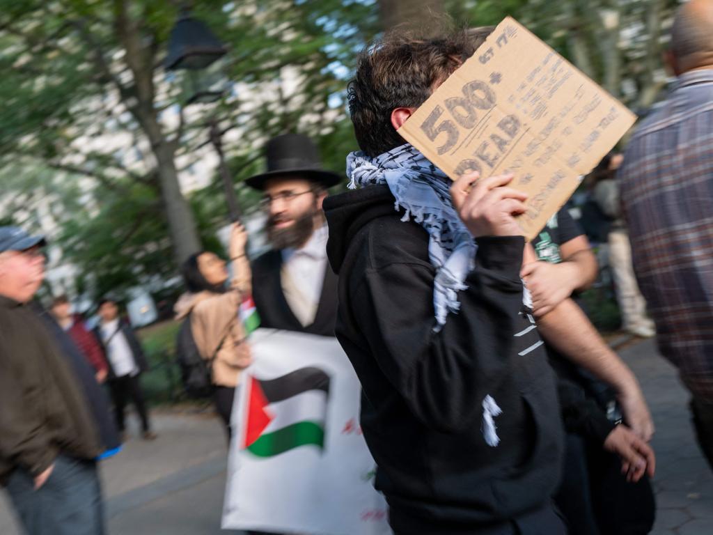 The demonstration in Washington Square Park in New York City. Picture: AFP