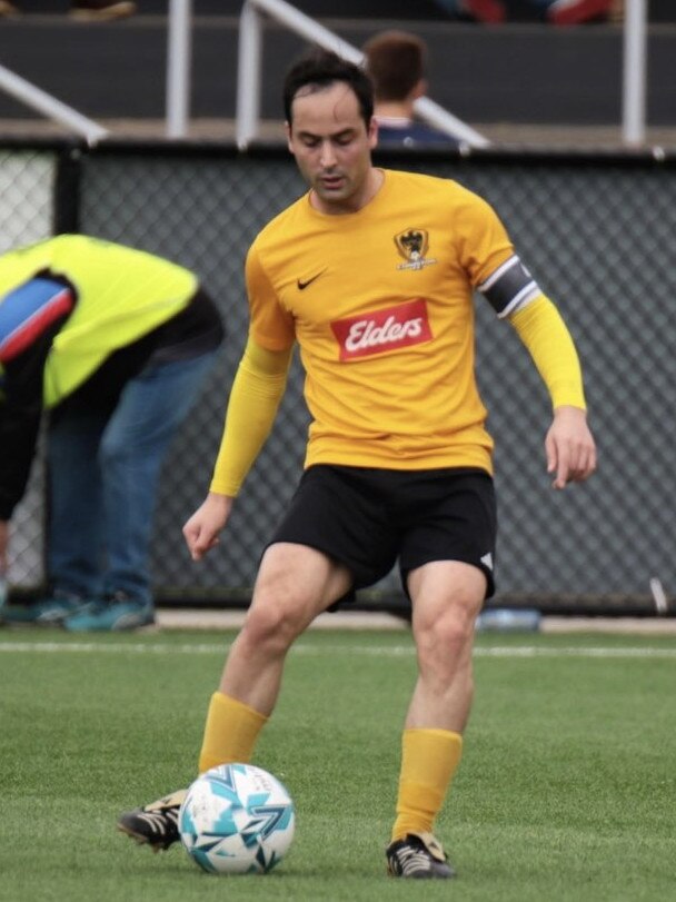 Captain Lukas Stergiou of Coniston FC. Photo: Pedro Garcia